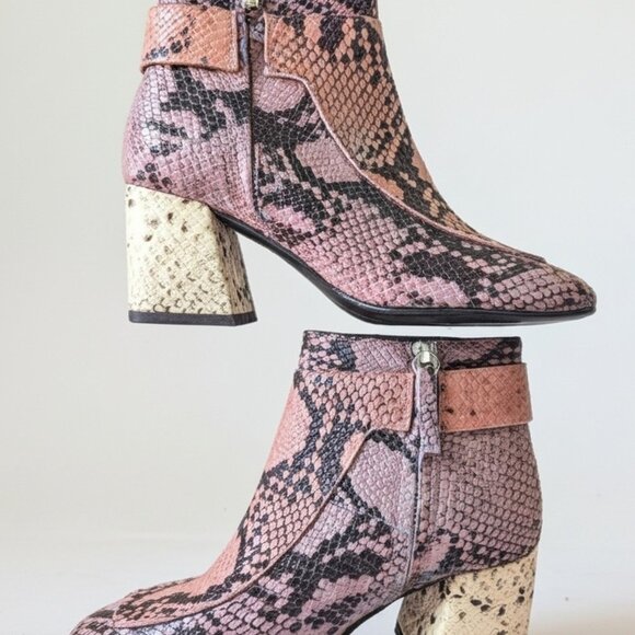 Freda Salvador Hendrix Snakeskin Ankle Boots Size 5 – Designer Leather Statement - Picture 4 of 14
